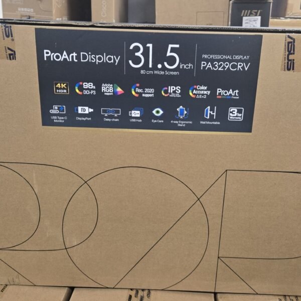 [開箱品] ASUS ProArt Display PA329CRV 專業顯示器 – 31.5 吋、IPS、4K UHD (3840 x 2160)、98% DCI-P3、色彩準確度 ΔE < 2、Calman 認證、USB-C PD 96W、VESA DisplayHDR 400、VESA MediaSync、人體工學支架、環保永續 (MO-AP329CR+LB-MON) SN:T6LMSB007801 #3年保用 #開箱品請保留單據及購買電郵