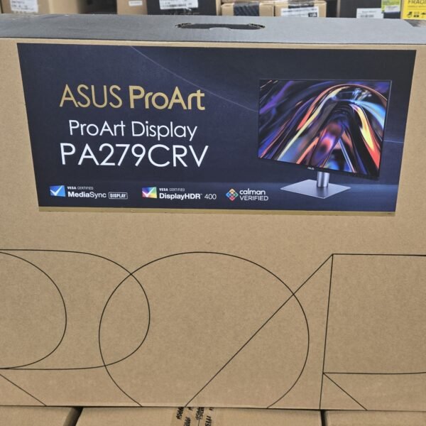 [開箱品]   ASUS ProArt Display PA279CRV 專業顯示器 – 27 吋、IPS、4K UHD (3840 x 2160)、99% DCI-P3、99% Adobe RGB、色彩準確度 ΔE < 2、Calman 認證、USB-C PD 96W、VESA DisplayHDR 400、VESA MediaSync、人體工學支架、環保永續 (MO-AP279CR+LB-MON)SN:T7LMSB015653  #3年保養 #開箱品請保留單據及購買電郵